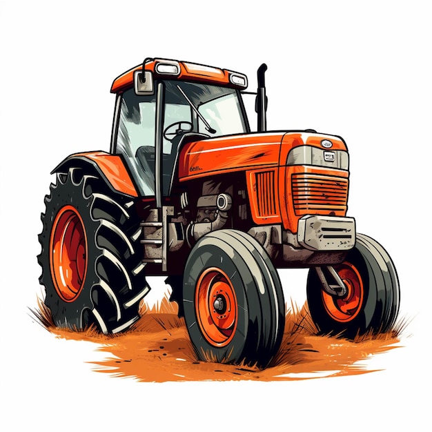 Cartoon illustration of a tractor with a big tire generative ai ...