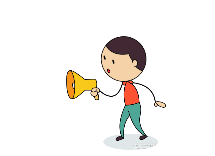 Animated Clipart-student talking into megaphone animated clipart