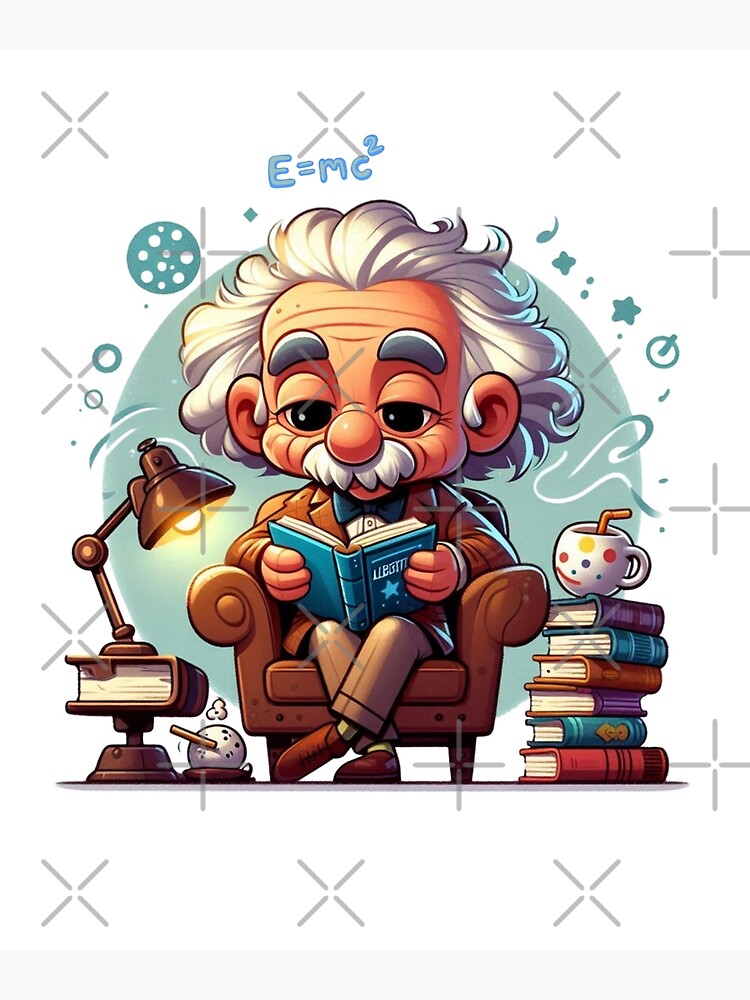 Einstein Animated A Cartoon Style Portrait in Thick Lines on a ...