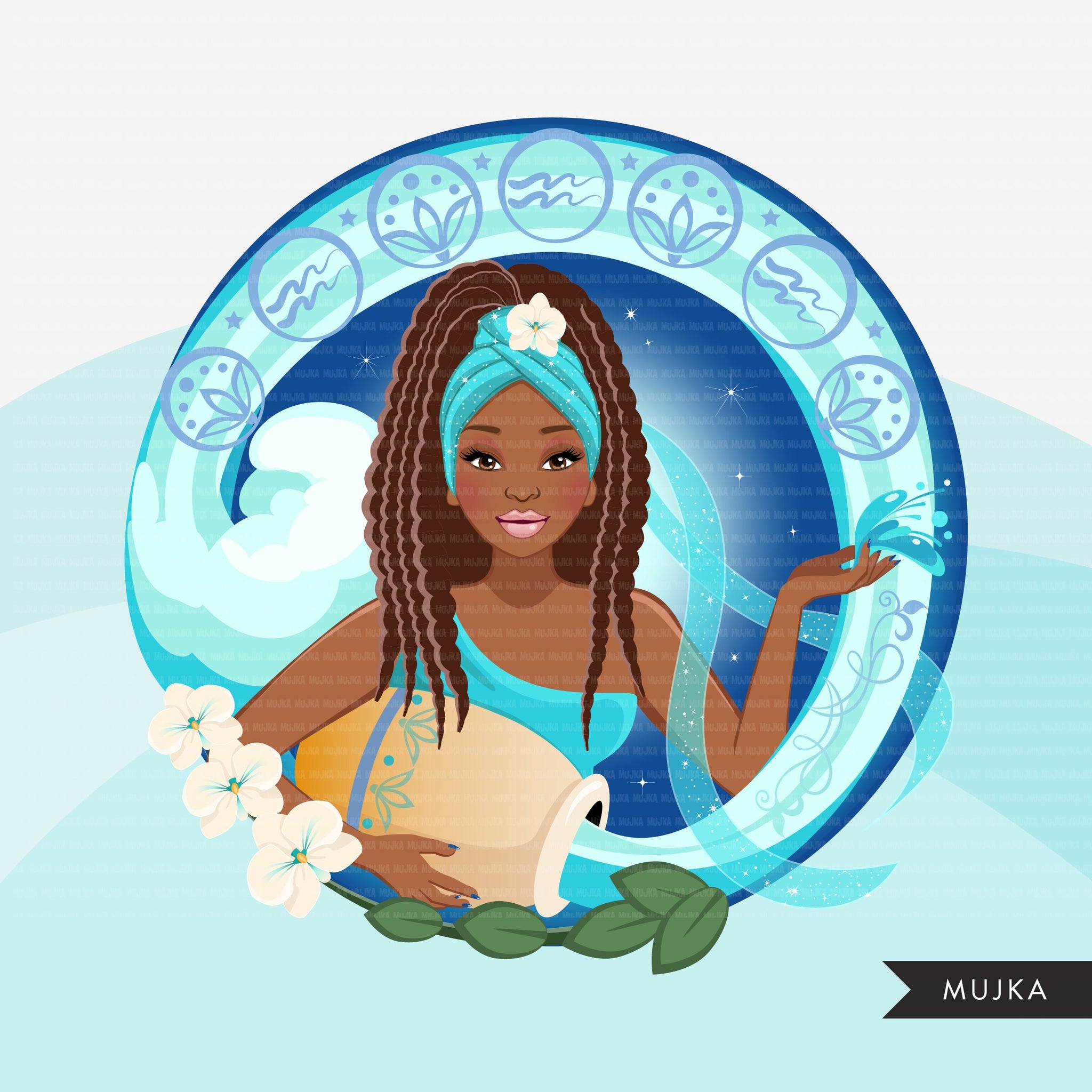 Zodiac Aquarius Clipart, Png digital download, Sublimation ...