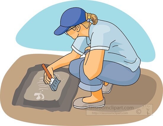 Occupation Clipart-Archaeologist at Work
