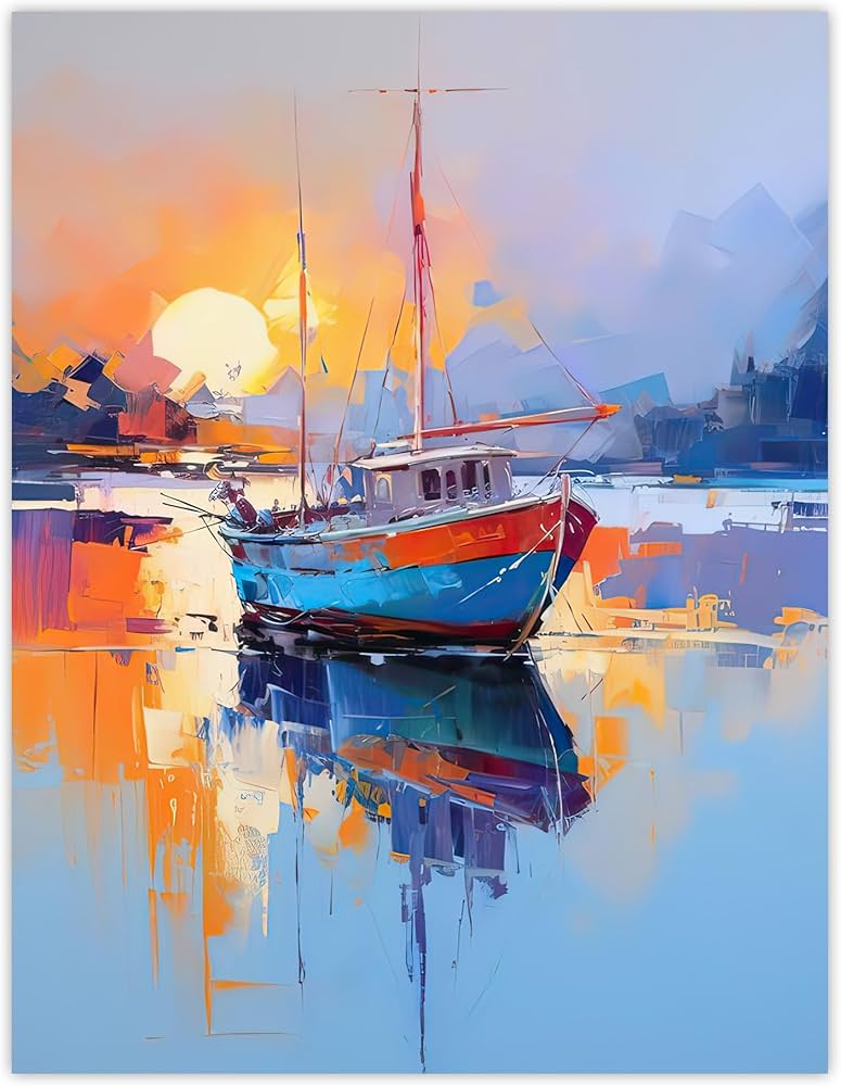 Boat Wall Art - Landschaftsmotiv auf Leinwand - Aludibond und Acryl