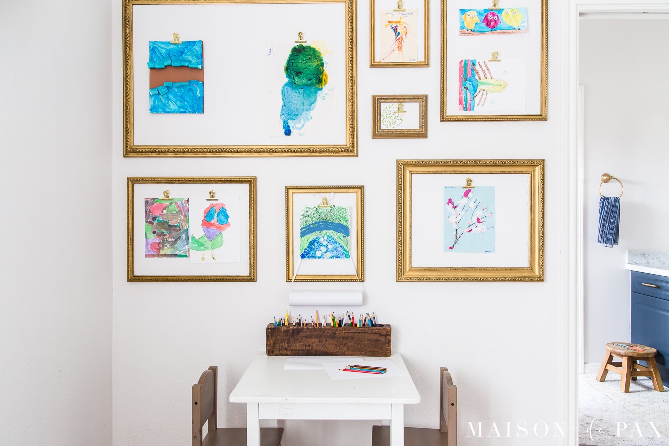 Kids Art Display Wall with Clips - Maison de Pax