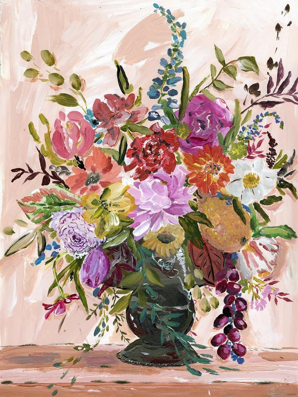 Flowers in a Silver Vase • Floral Art Print – Bari J. Designs