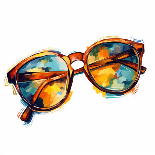 High-Res Glasses Clipart in Oil Painting Style Art: 4K &amp; Vector