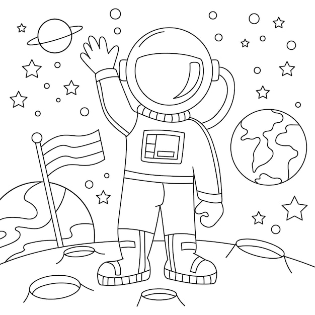 Free Vector | Hand drawn astronaut coloring book illustration