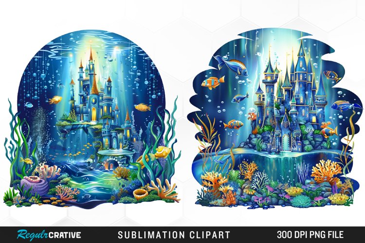 Watercolor Atlantis Sea Witch Set Clipart