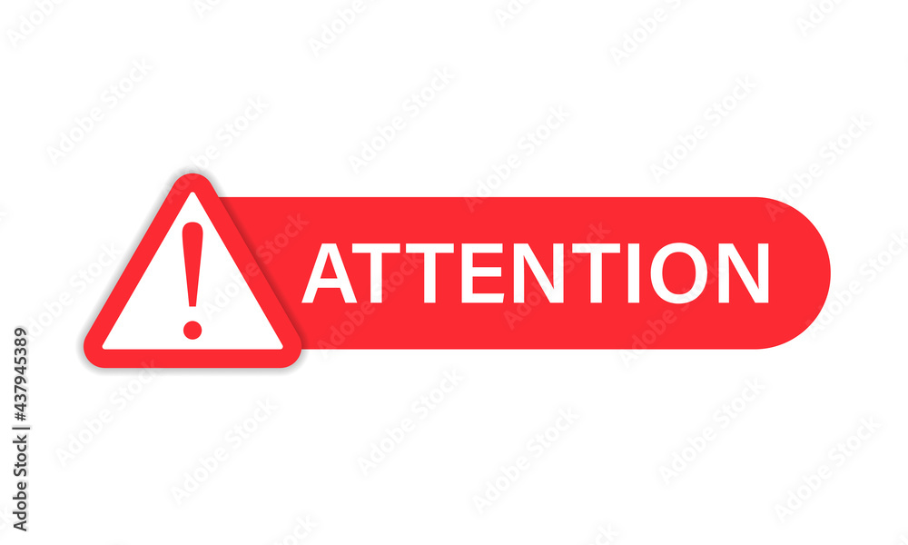Attention sign with exclamation mark red icon. Clipart image ...