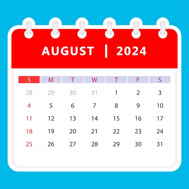 Premium Vector | August 2024 calendar Sunday start Vector design