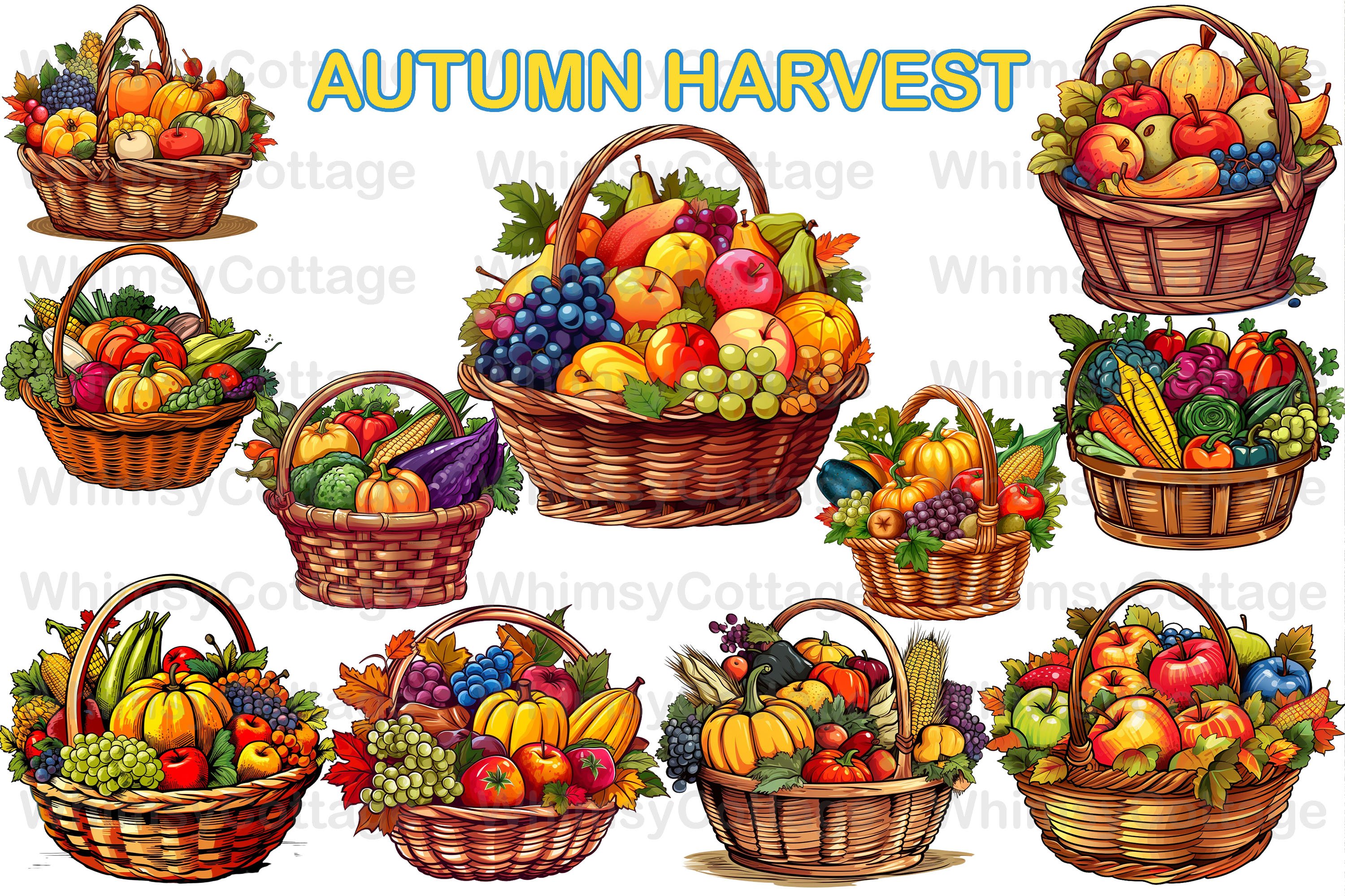 autumn basket cliparts