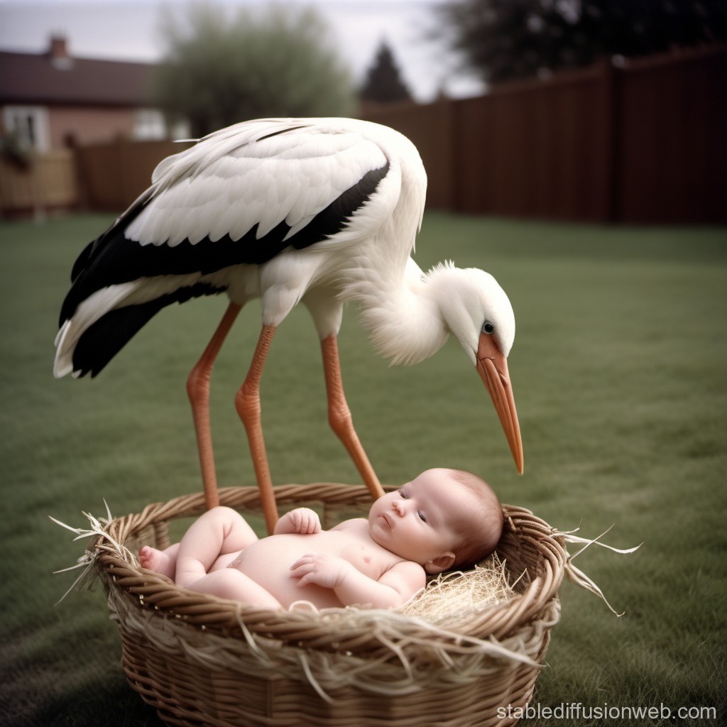 Stork Delivers New Baby | Stable Diffusion Online