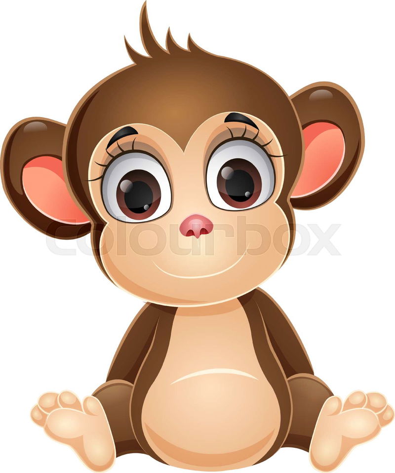Vector illustration of Cute baby monkey cartoon sitting | Colourbox