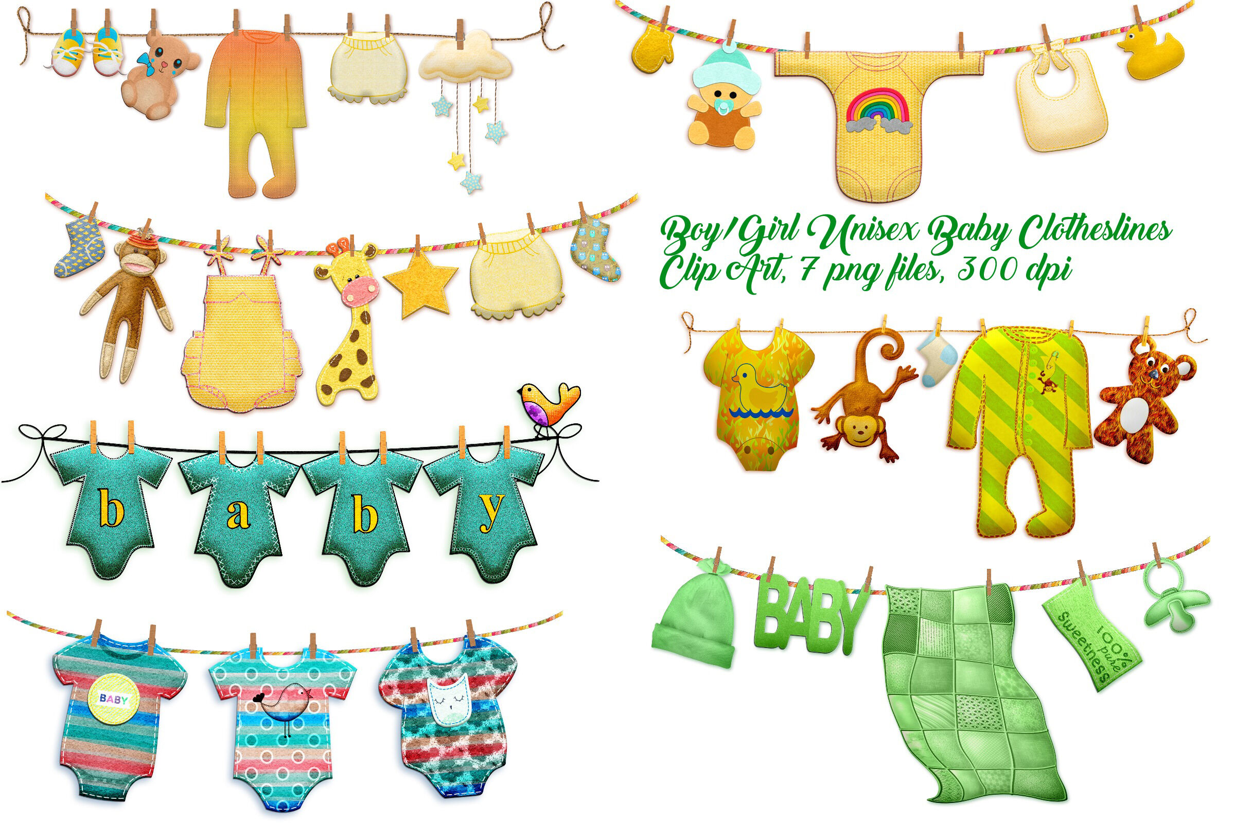 baby clothesline clipart