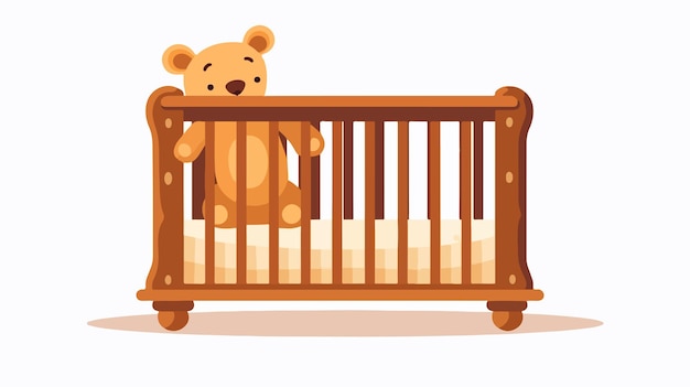 Simple Cute Wooden Baby Crib Clipart for Nursery Decor | Premium ...