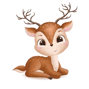 Premium Vector | Hand drawn cute baby deer illustration