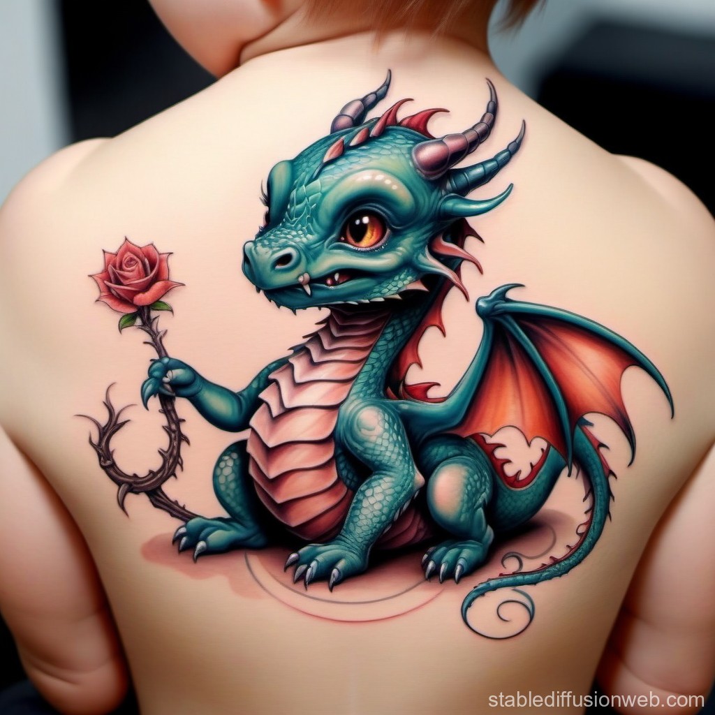 Adorable Baby Dragon Tattoo Design | Stable Diffusion Online