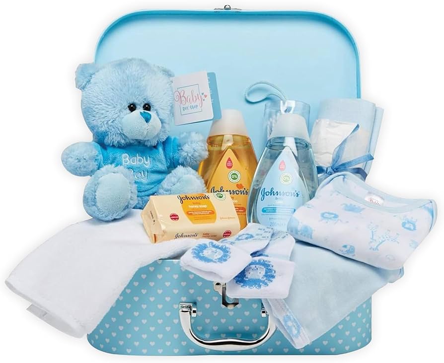 Baby Gift Set, Newborn and Christening Gift Idea, Cute Keepsake Box with  Teddy, Clothing, Bib, Bubble Bath, Baby Gifts for Boys and Girls blue : ...