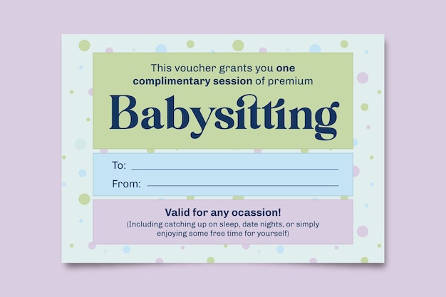 babysitting gift certificate template
