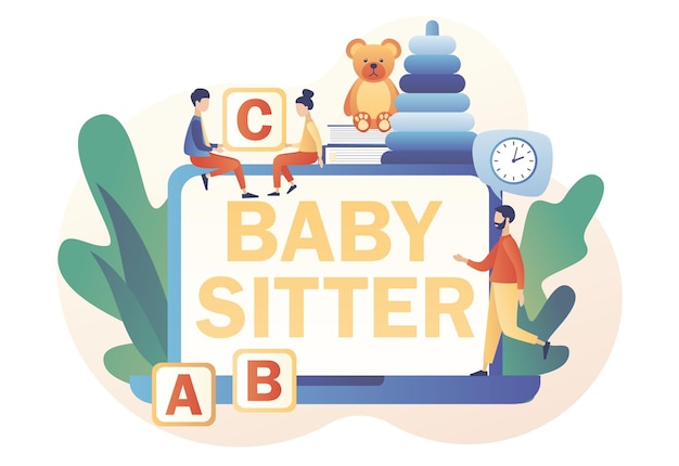 Premium Vector | Babysitter service online. Nanny occupation ...