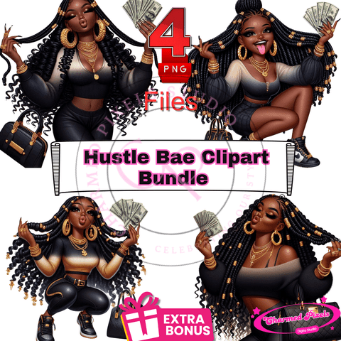Hustle Bae Clipart Bundle - Empowering &amp; Stylish Black Girl Boss ...