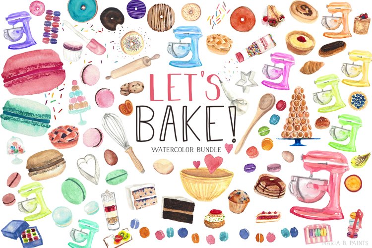 Baking Bundle Watercolor Clipart, Sweets, Treat (573014)