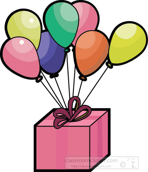 Birthday Clipart - balloons-on-birthday-present - Classroom Clipart