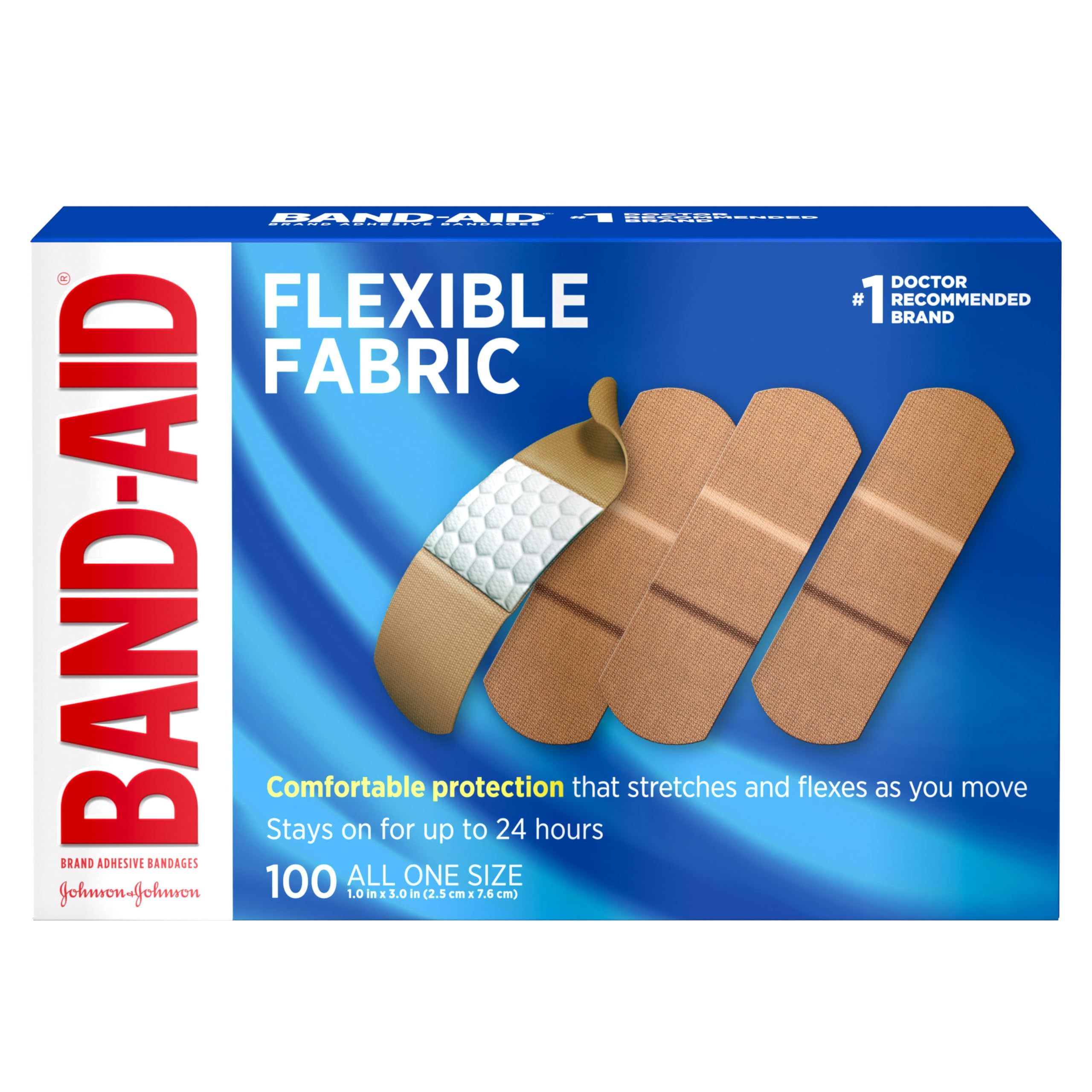Amazon.com: Band-Aid Brand Flexible Fabric Adhesive Bandages for ...