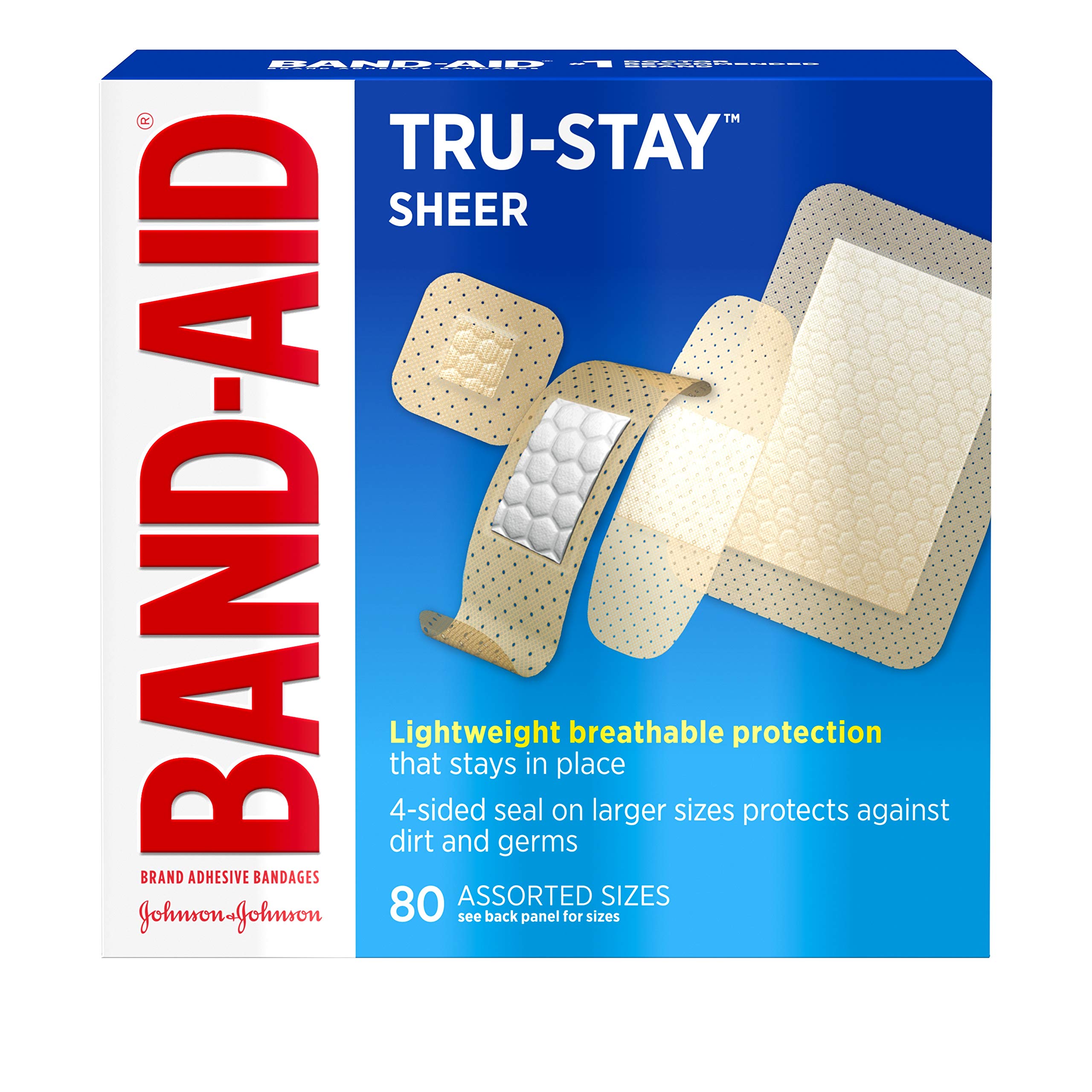 Band-Aid Brand Tru-Stay Sheer Strips Adhesive Bandages for First Aid and  Wound Care, Assorted Sizes, 80 ct : Amazon.de: Health &amp; Personal Care