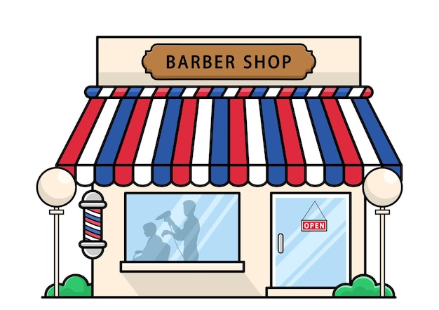 Premium Vector | Barber shop building in town Vector Illustration