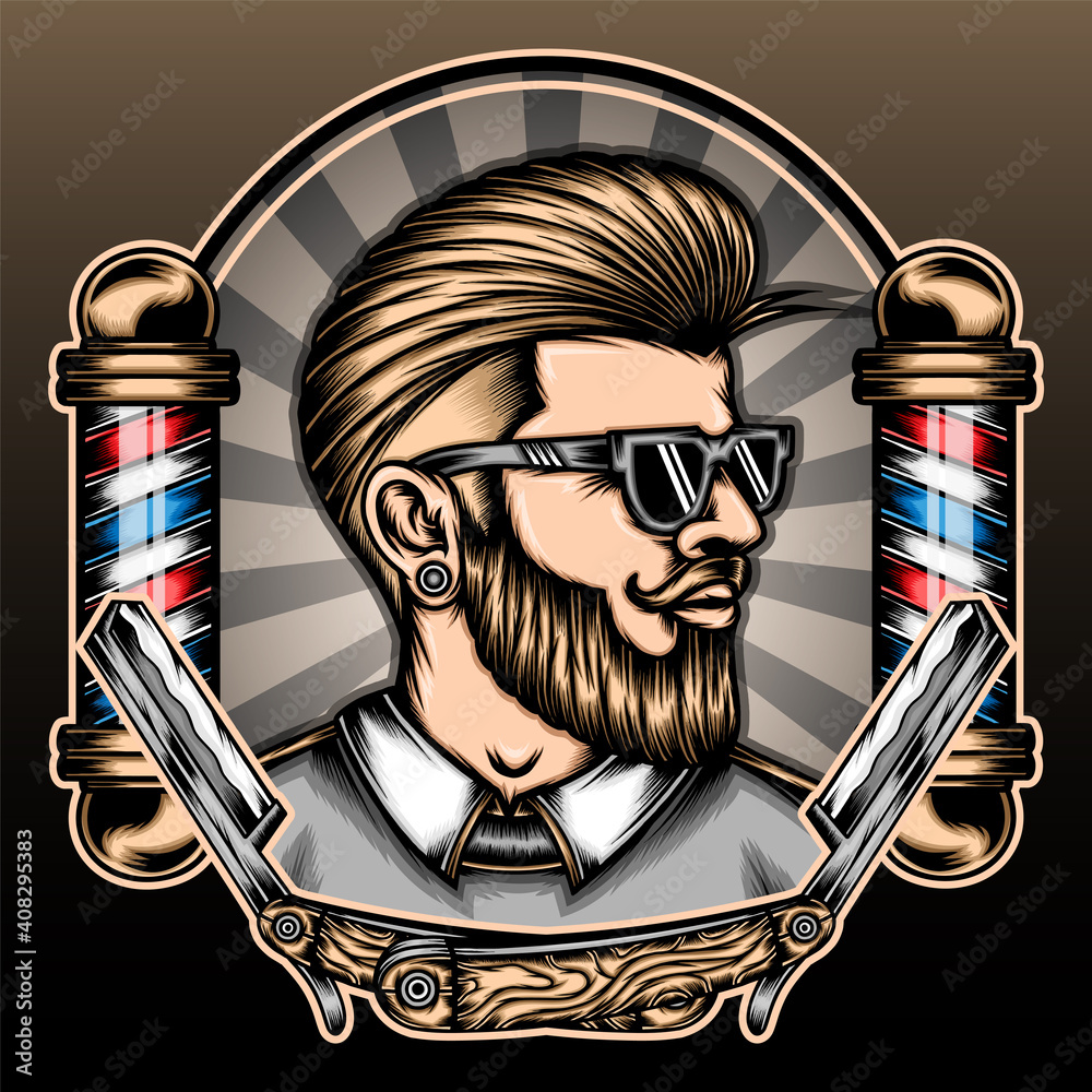 Hipster barber shop vector Stock-Vektorgrafik | Adobe Stock