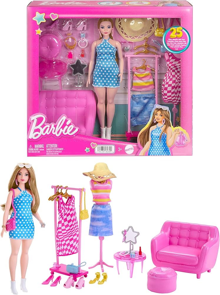 Barbie - Fashion Doll and Wardrobe Set with Clothes, Accessories ...