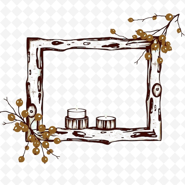 Frame Vector With Birch Bark Candle Holders Tea Lights PNG ...