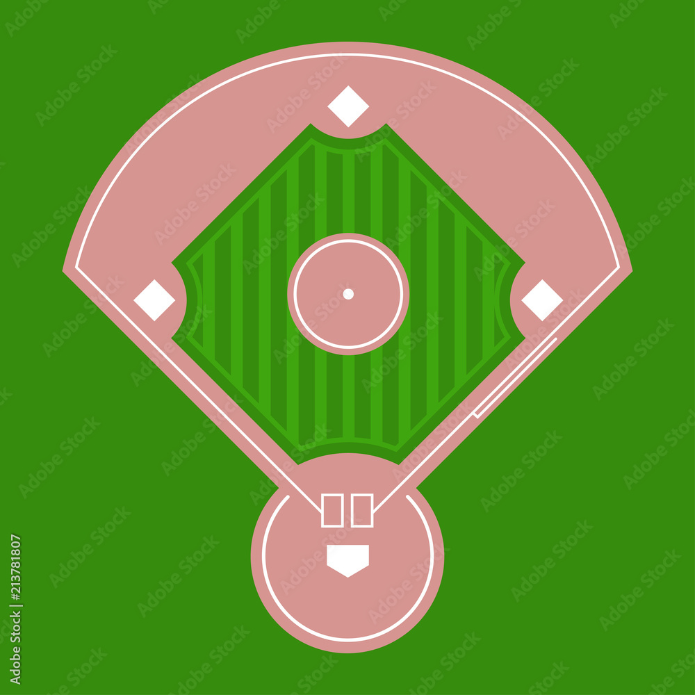 Baseball diamond field top view. Vector flat illustration. Stock ...