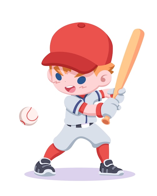 Premium Vector | Cute style baseball player cartoon illustration