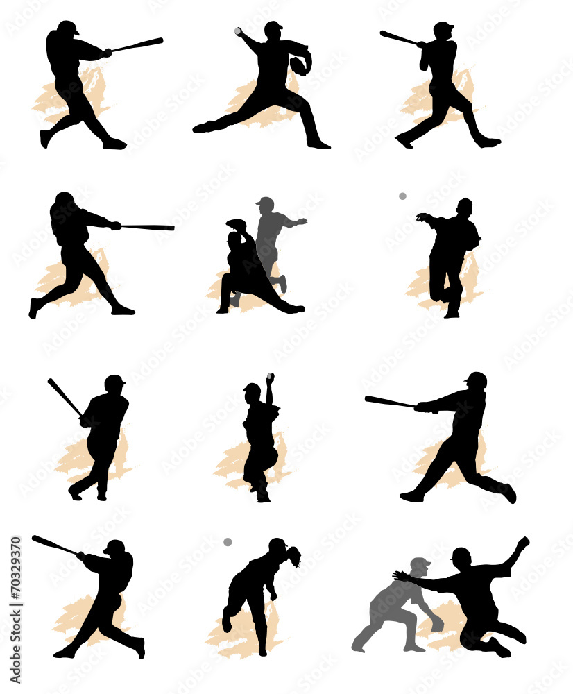 set of baseball silhouette, lisheng2121 Foto, Poster, Wandbilder ...