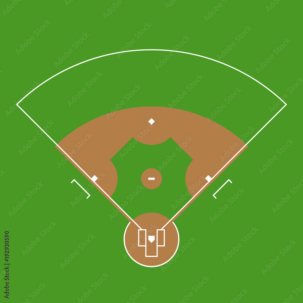 Stock-Vektorgrafik „Baseball field markup. Outline of lines on an ...