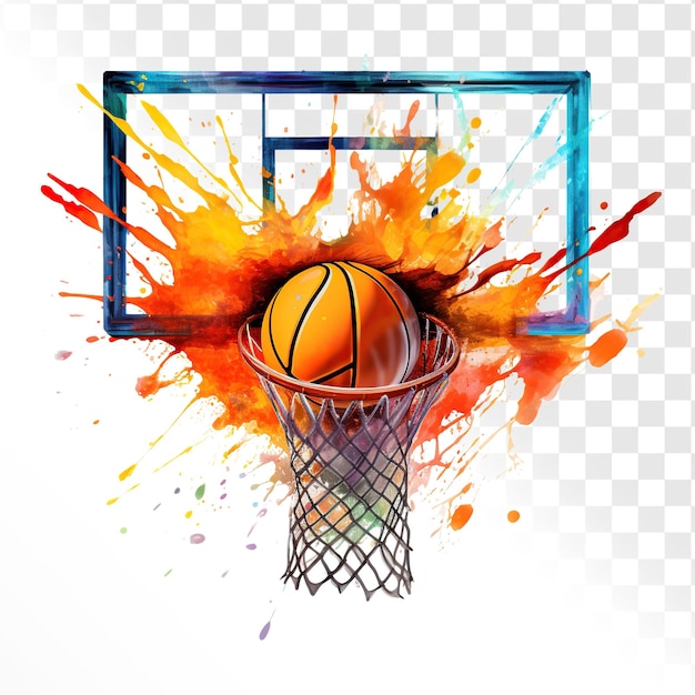Watercolor Basketball clipart with transparency background ...