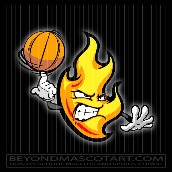 basketball fire cliparts