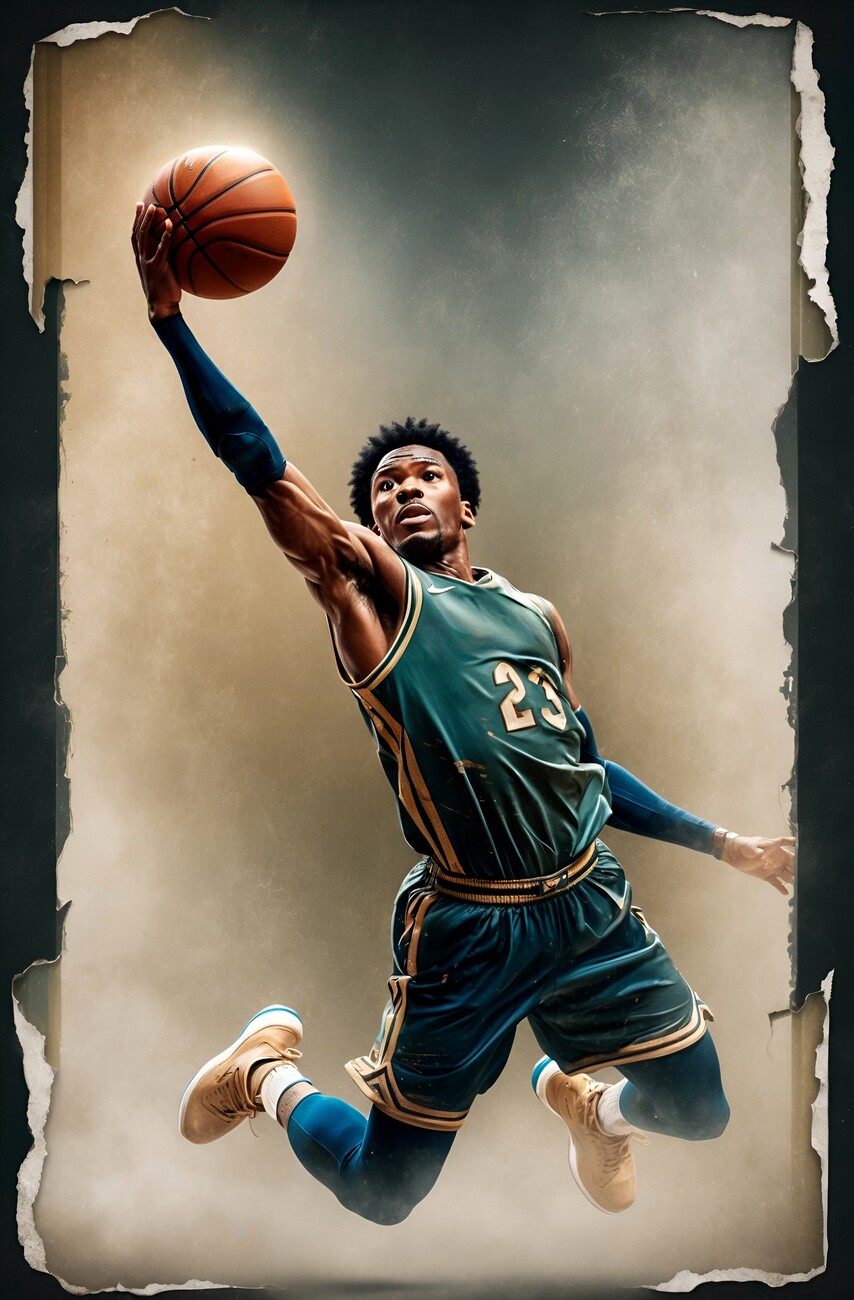 Illustration Vintage Basketball Art: Retro Court Classics