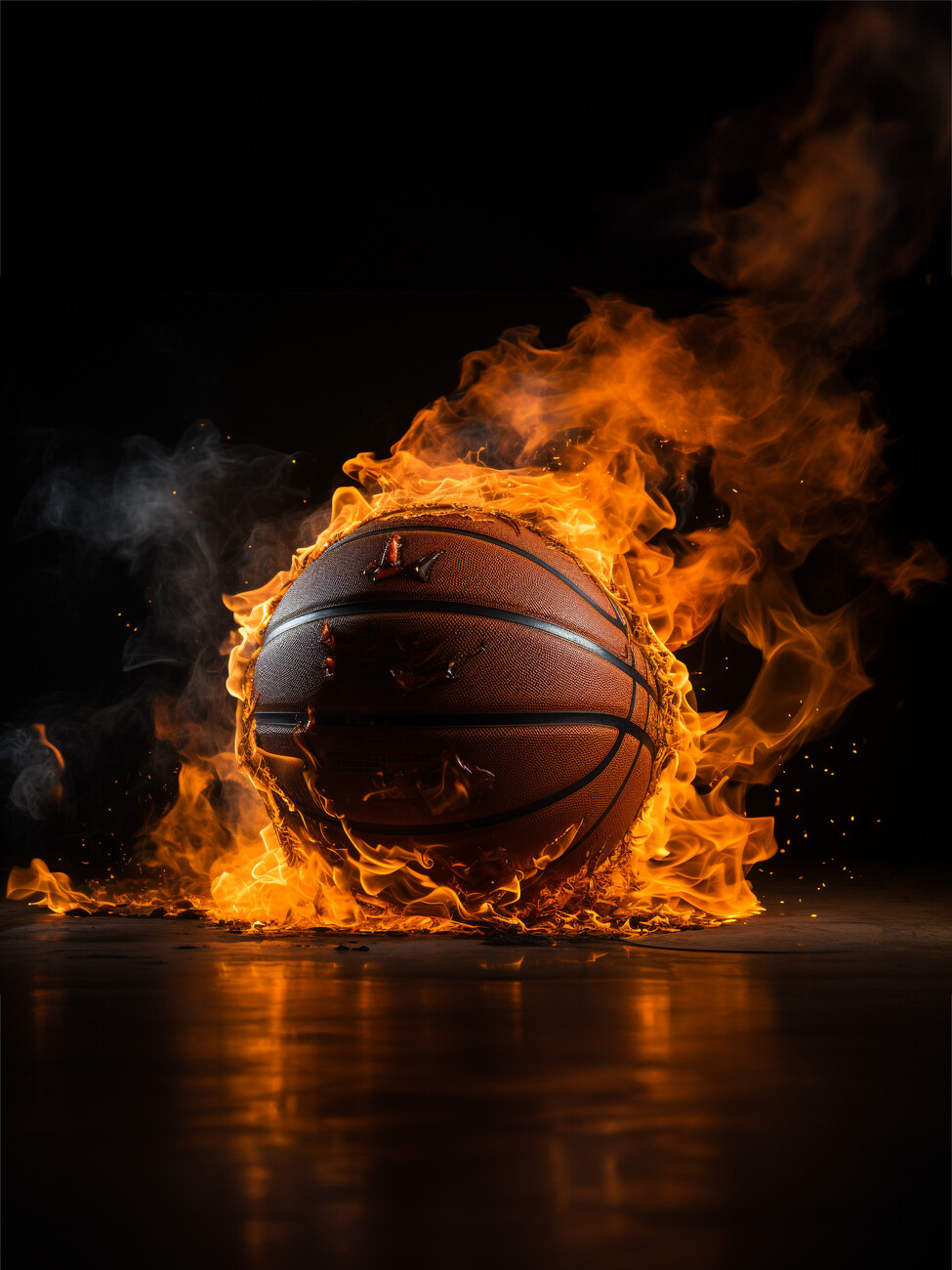 Illustration Burning Basketball