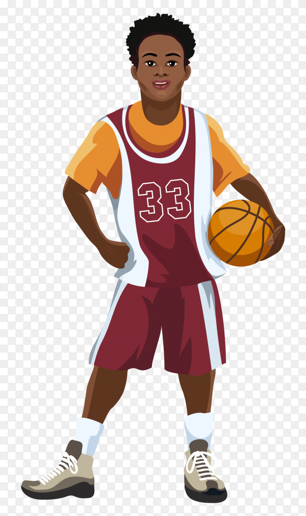 Basketball player in uniform with ball in hand isolated on ...