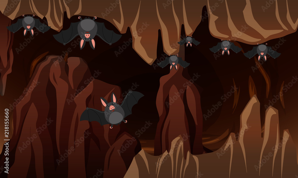 A dark bat cave Stock Vector | Adobe Stock