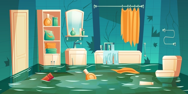 bathroom flood cliparts