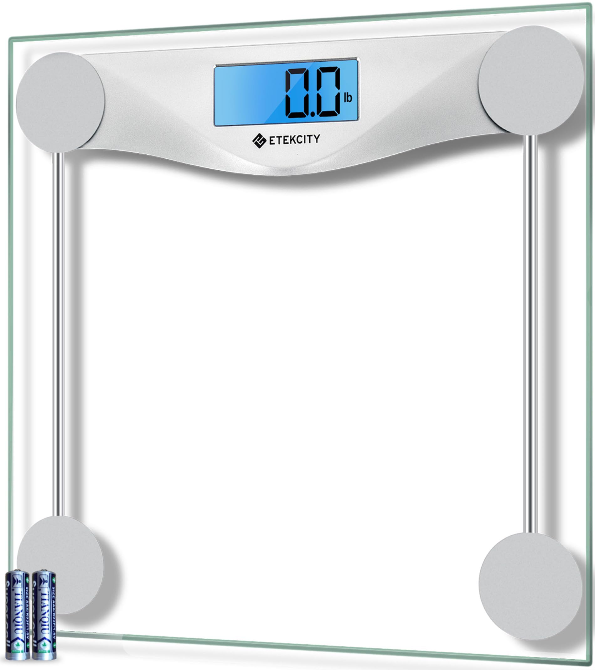 ETEKCITY Digital Bathroom Scale, Weight Scale with Large Blue LCD  Backlight, High Precision Measurements, 6mm Tempered Glass, 180kg, Silver,  1 Piece ...