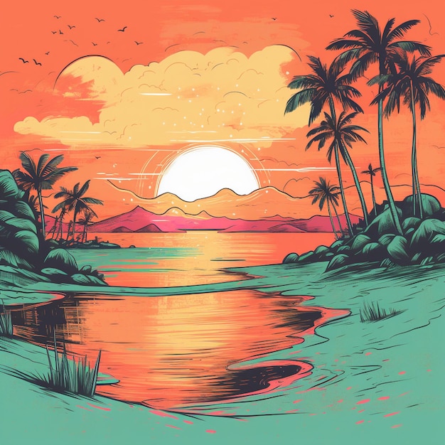 beach sunset clipart