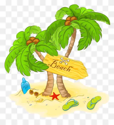 Beach - Tropical Beach with Palm Trees - CleanPNG / KissPNG