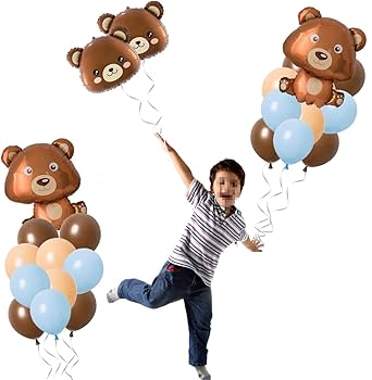 Finypa 34 Pieces Bear Balloons, Teddy Bear Balloons, Baby Shower  Decorations, Foil Animal Balloons for Blue Brown Latex Balloons, Bear  Birthday Party, ...