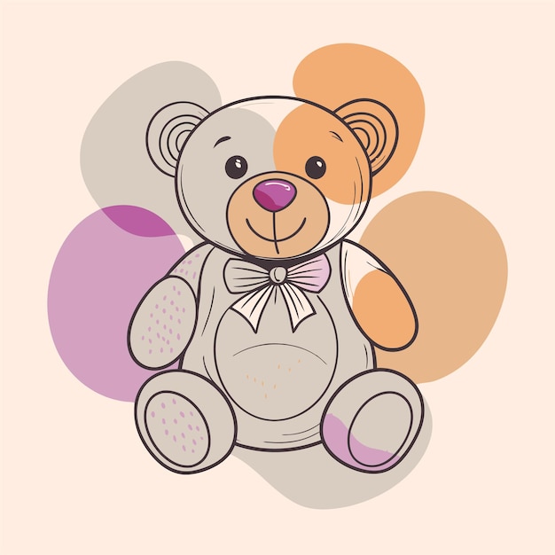Premium Vector | A drawing of a teddy bear with a bow tie on it