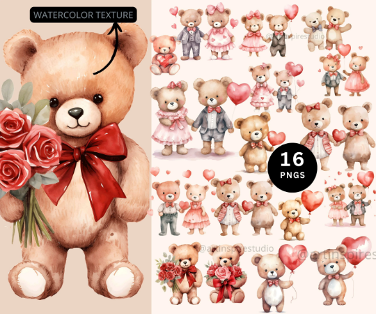Pink Valentine Bear Clipart - Aifactory Clipart Store