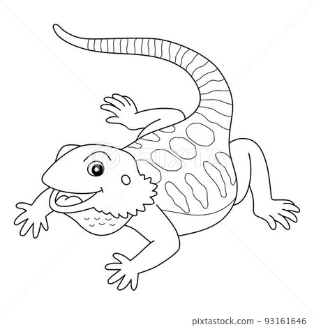 Bearded Dragon Animal Isolated Coloring Page - Stock Illustration ...